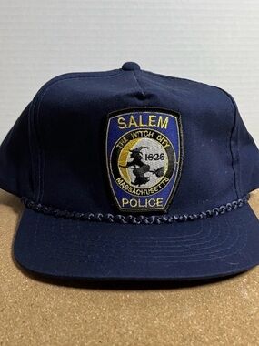 Salem Mass Witch City Navy Blue Embroidered Patch Cap